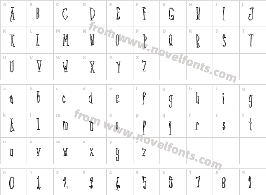 Kunang Kunang outlineCharacter Map