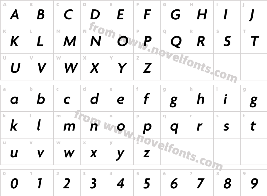 Agenda One Semibold ItalicCharacter Map