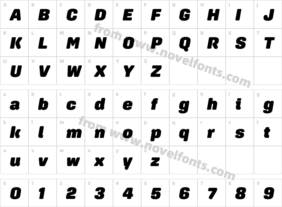 Aglet Sans Ultra ItalicCharacter Map