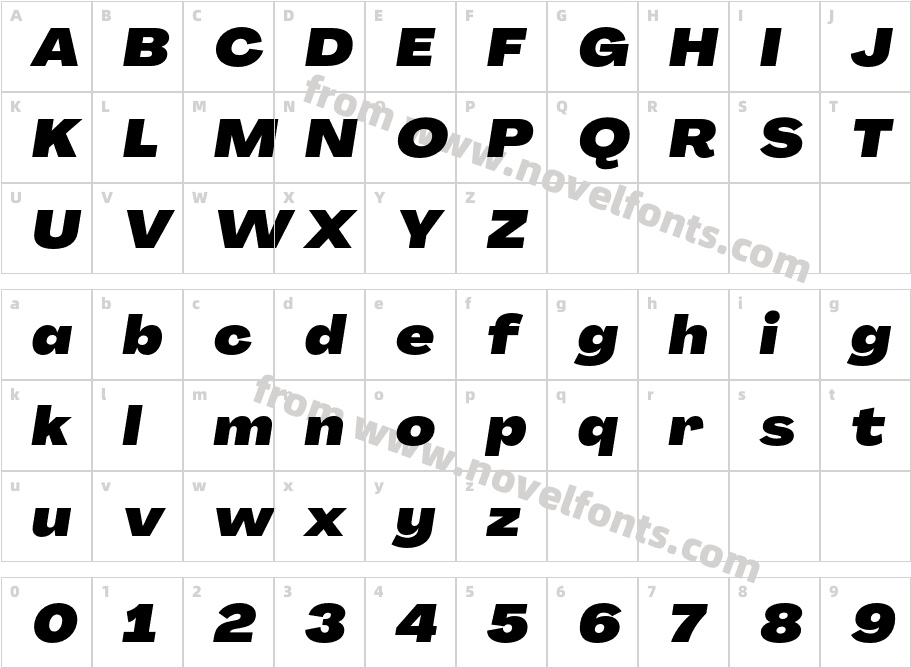 Agrandir Wide Black ItalicCharacter Map
