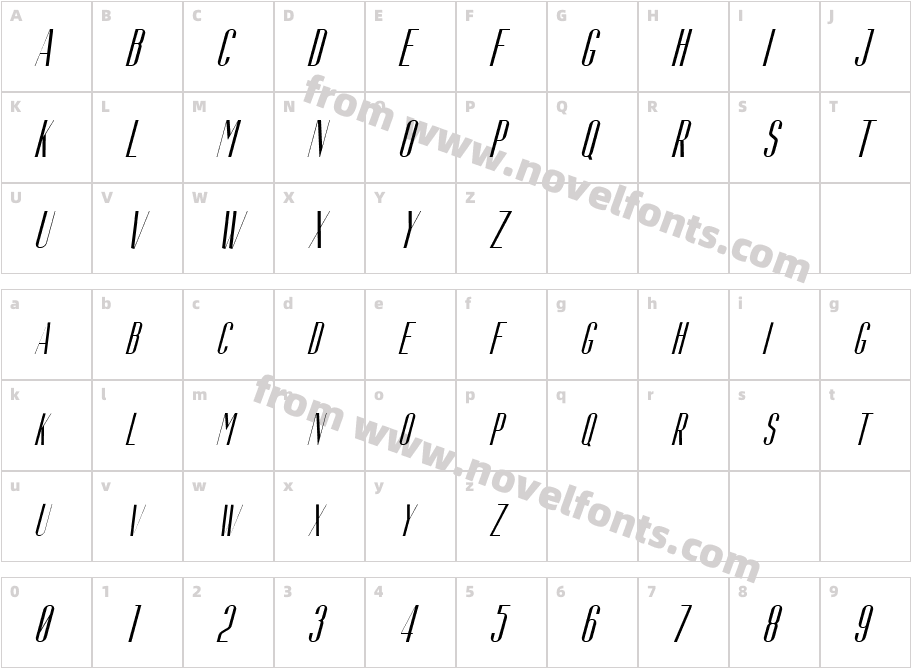 Aguero Sans ItalicCharacter Map