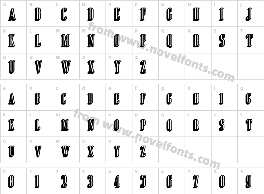 Aguero Serif Rounded Exrude LeftCharacter Map