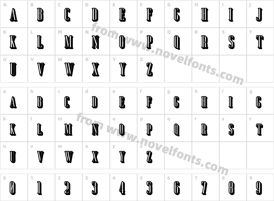 Aguero Serif Rounded Exrude RighCharacter Map