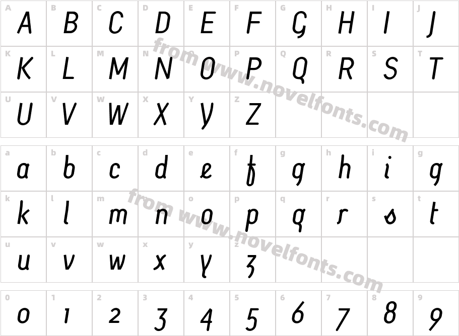 Kursiv-inbetweenCharacter Map