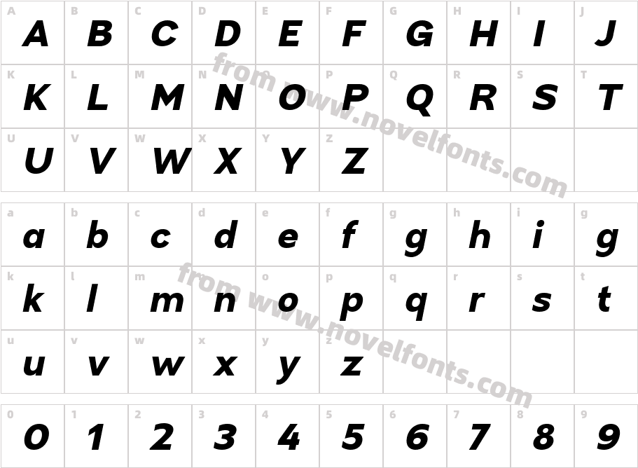 Aikabon Extra Bold ItalicCharacter Map