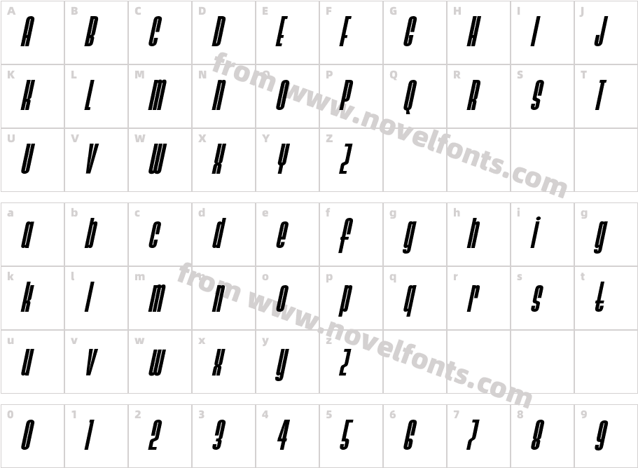 Ainsdale Bold ItalicCharacter Map