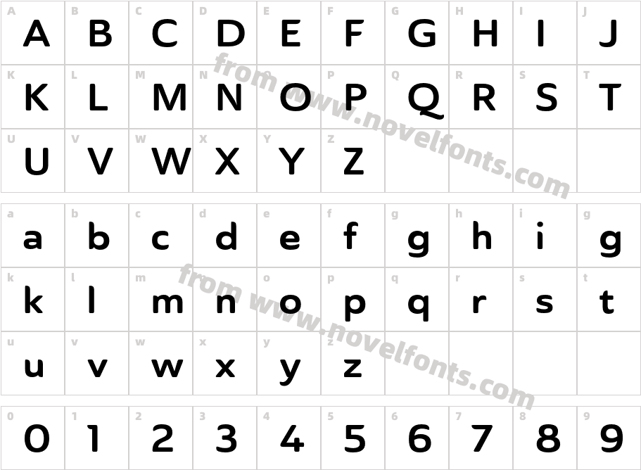 Ainslie Sans Ext BoldCharacter Map