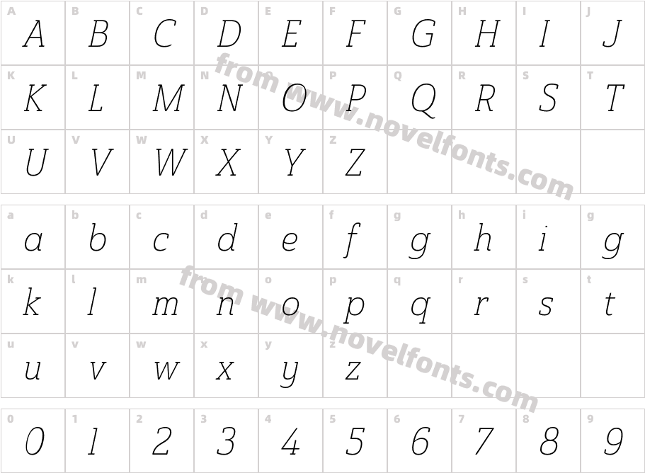 Ainslie Slab Con Lig ItCharacter Map