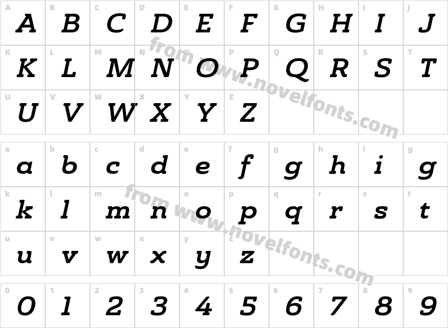 Ainslie Slab Ext Bol ItCharacter Map