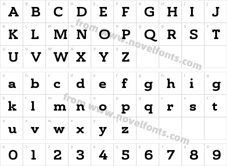 Ainslie Slab Ext BolCharacter Map