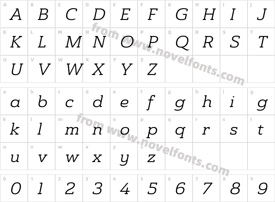 Ainslie Slab Ext Reg ItCharacter Map