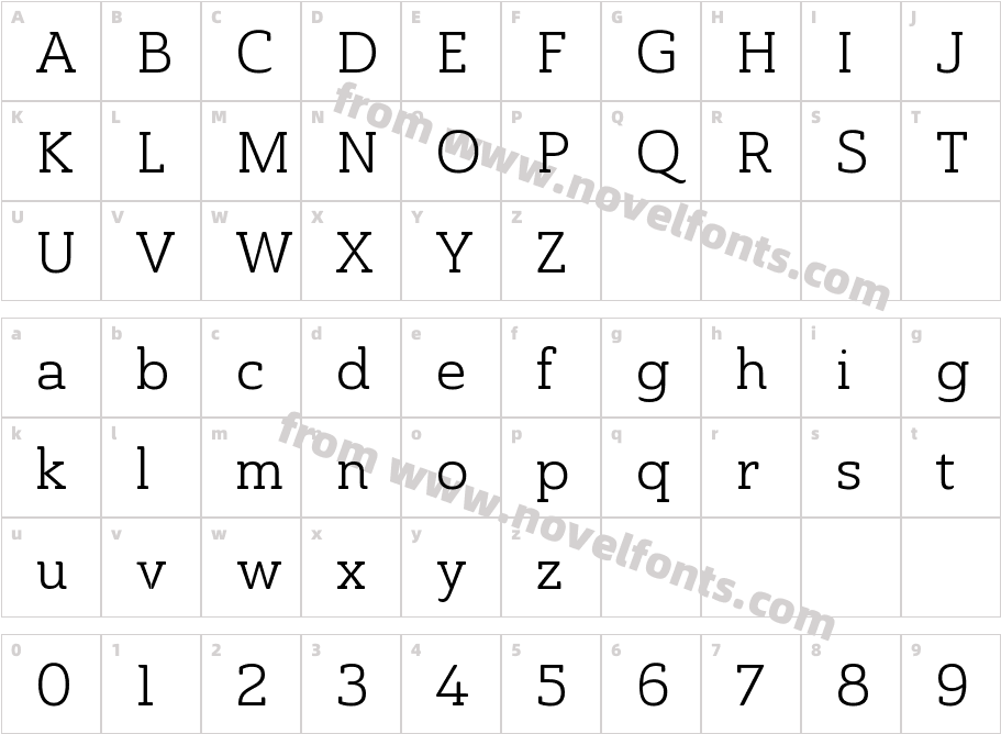 Ainslie Slab Nor BooCharacter Map