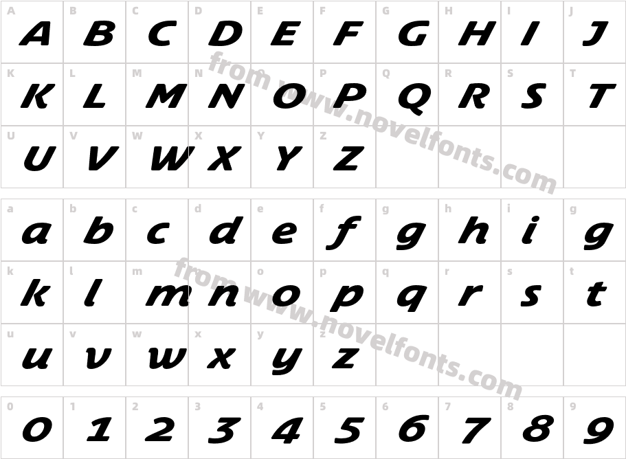 Airco Std Bold ItalicCharacter Map
