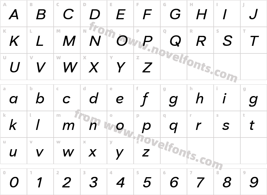 Aksara Medium ItalicCharacter Map