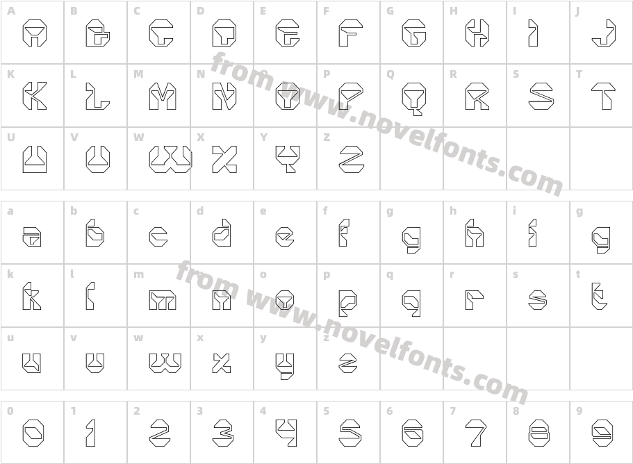 Alacus OutlineCharacter Map