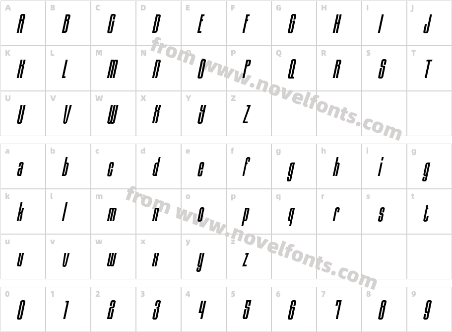 Albercio ItalicCharacter Map