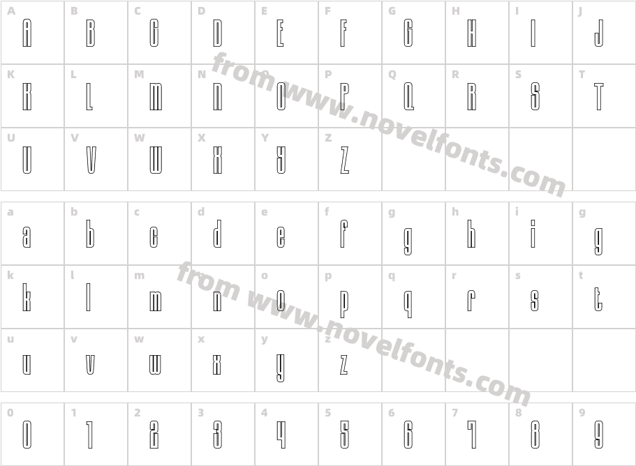 Albercio OutlineCharacter Map