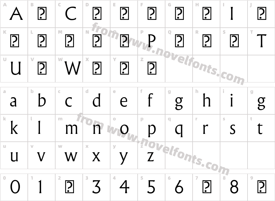 Albertus Nova ThinCharacter Map