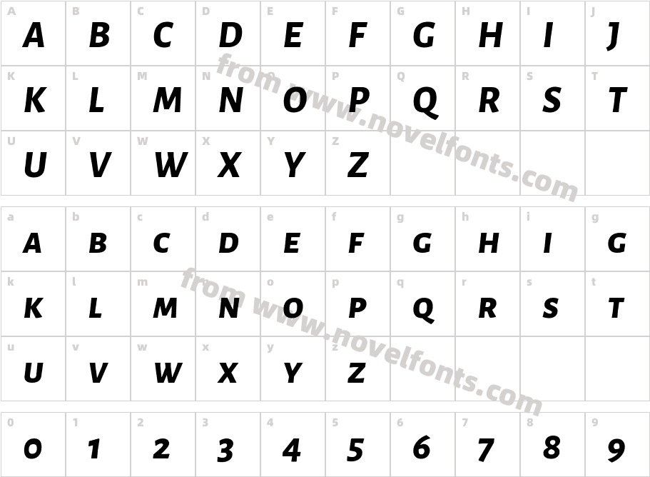 Alegreya Sans SC Extra Bold ItalicCharacter Map
