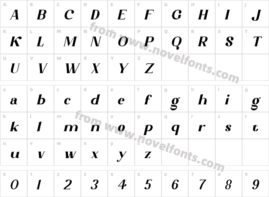 Alegvierk ItalicCharacter Map