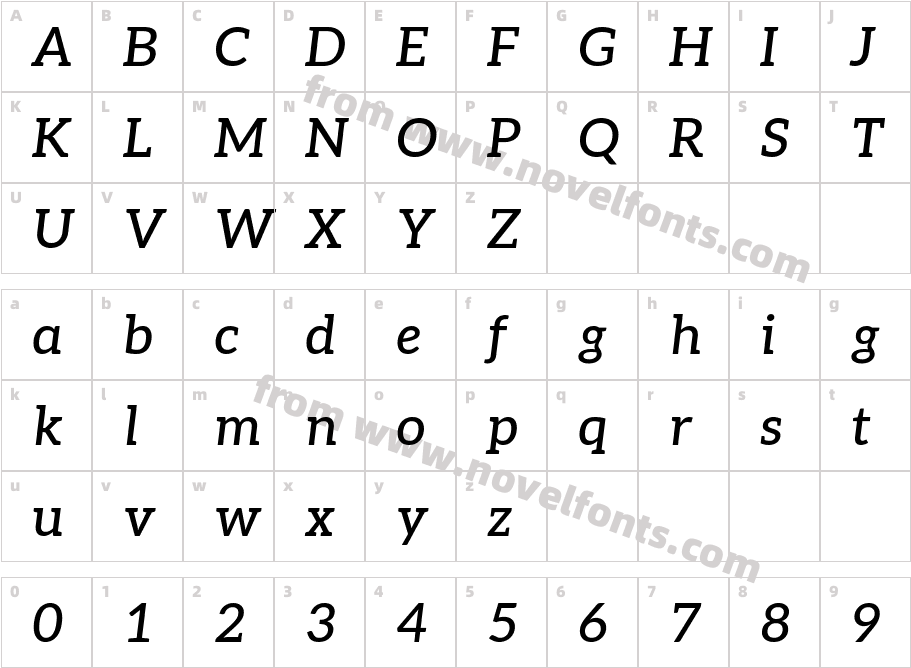 Aleo Medium ItalicCharacter Map