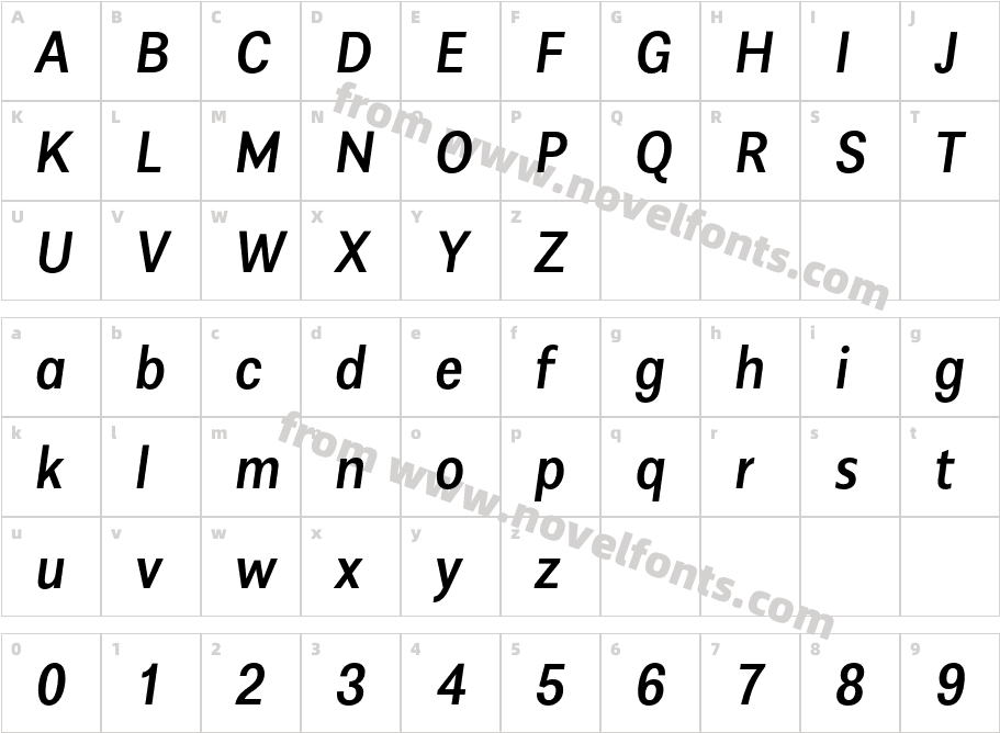 Alergia Condensed MediumitalicCharacter Map