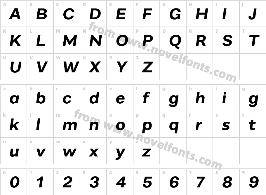 Alergia Wide BolditalicCharacter Map
