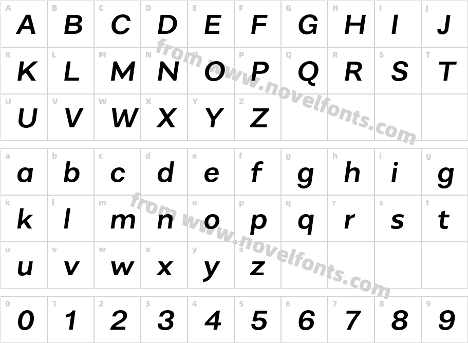 Alergia Wide SemibolditalicCharacter Map