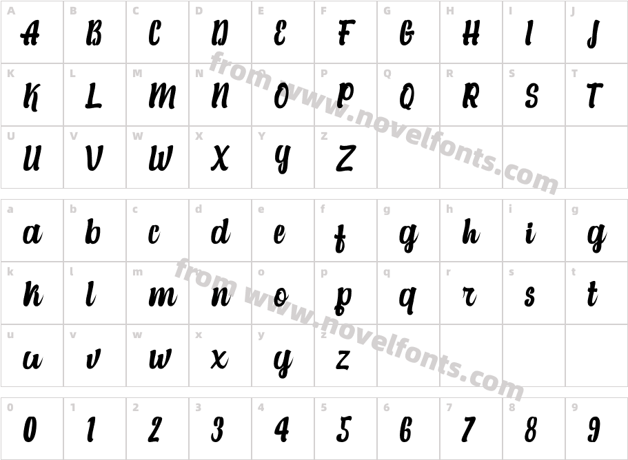 Alexandria Script MediumCharacter Map