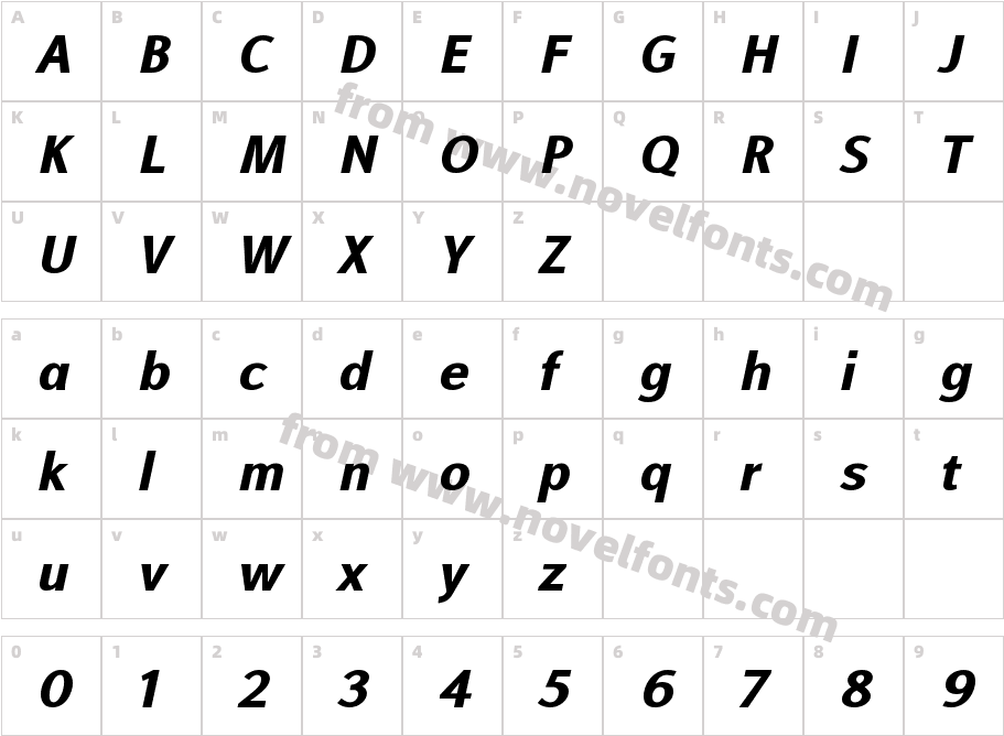 Alfabetica Black ItalicCharacter Map