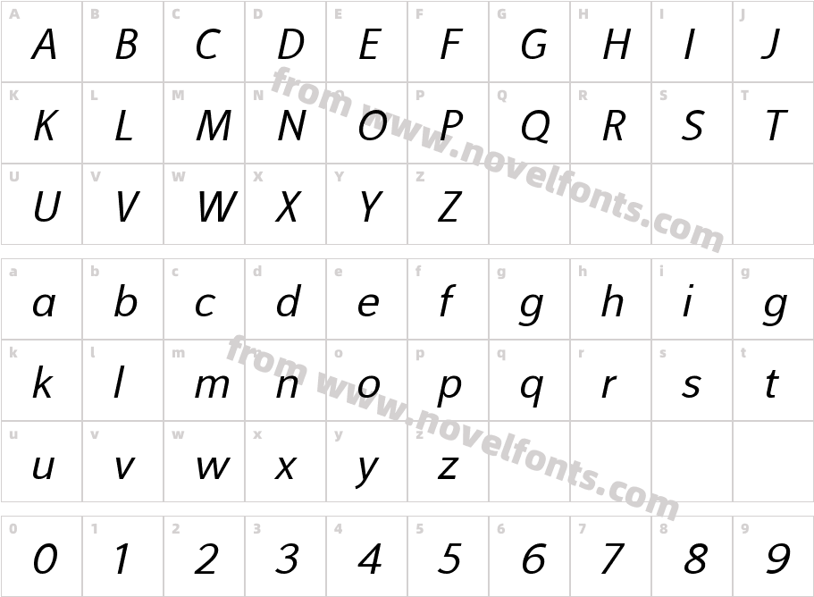 Alfabetica Light ItalicCharacter Map