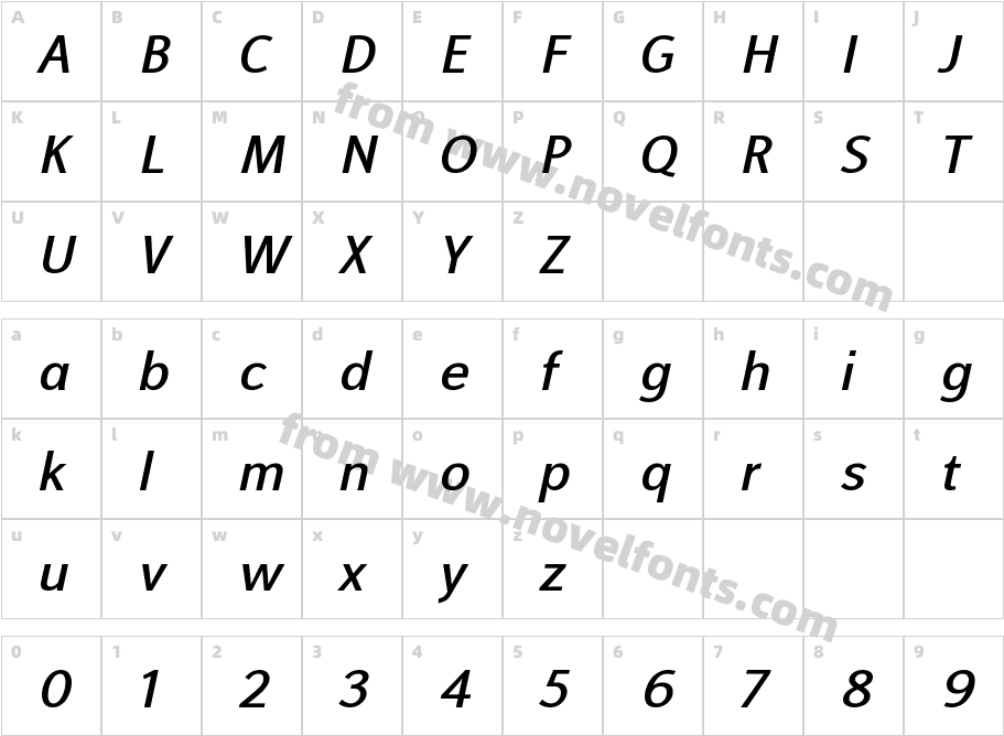 Alfabetica Semibold ItalicCharacter Map
