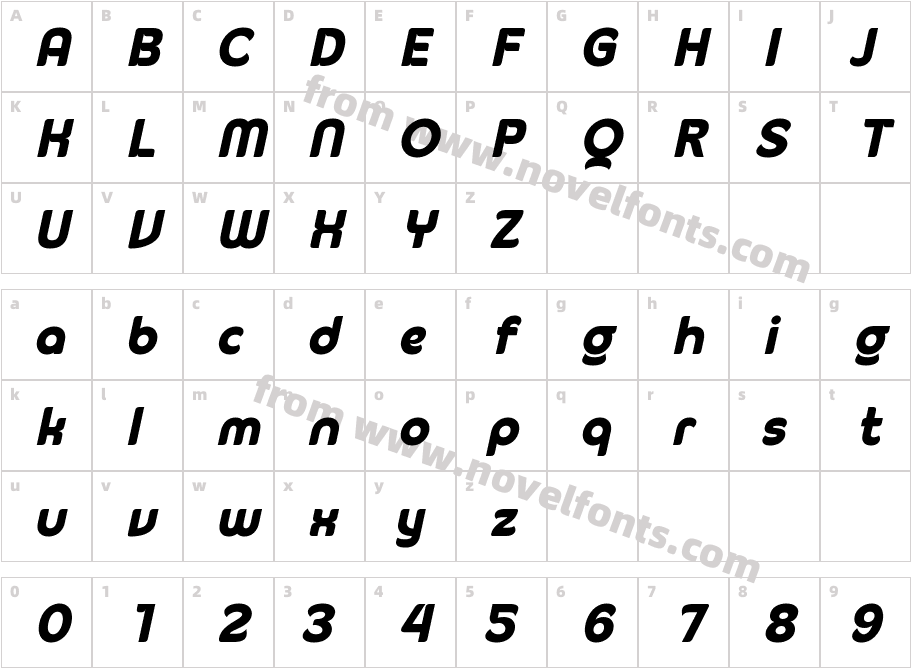 Algance ItalicCharacter Map