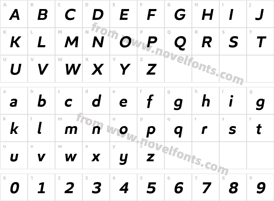 Algera Demi Bold ItalicCharacter Map