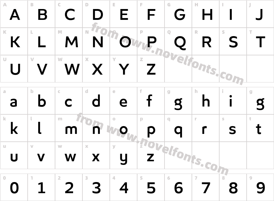 Algera MediumCharacter Map