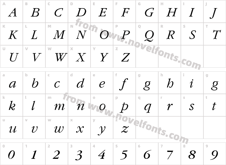 Amethyst Lite ItalicCharacter Map