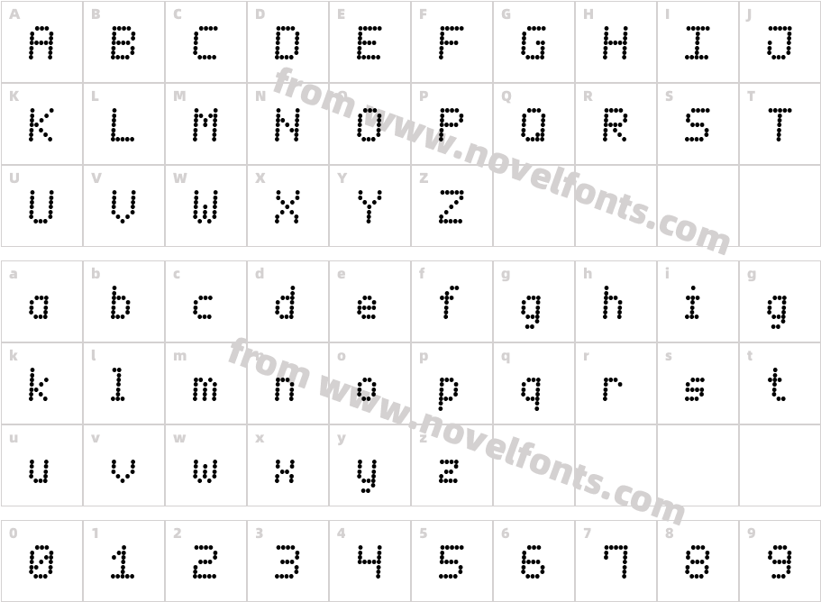 LED Counter 7 ItalicCharacter Map