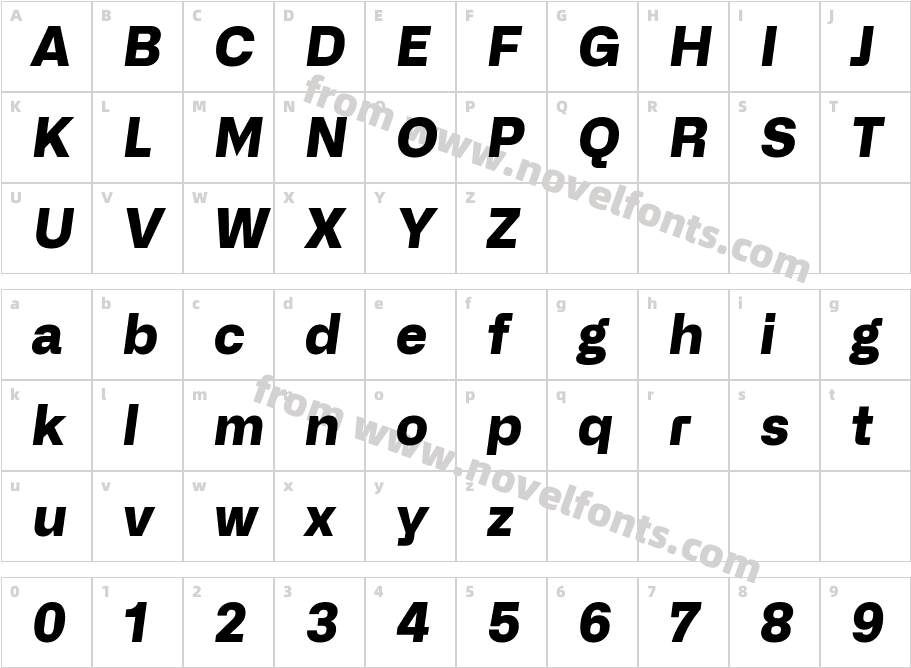 Alliance No.2 Extra Bold ItalicCharacter Map