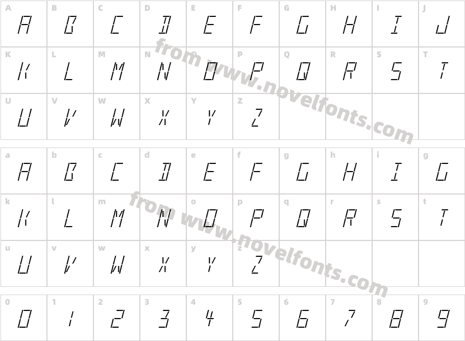 LED Real ItalicCharacter Map