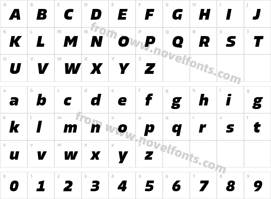 Allotrope Extra Bold ItalicCharacter Map