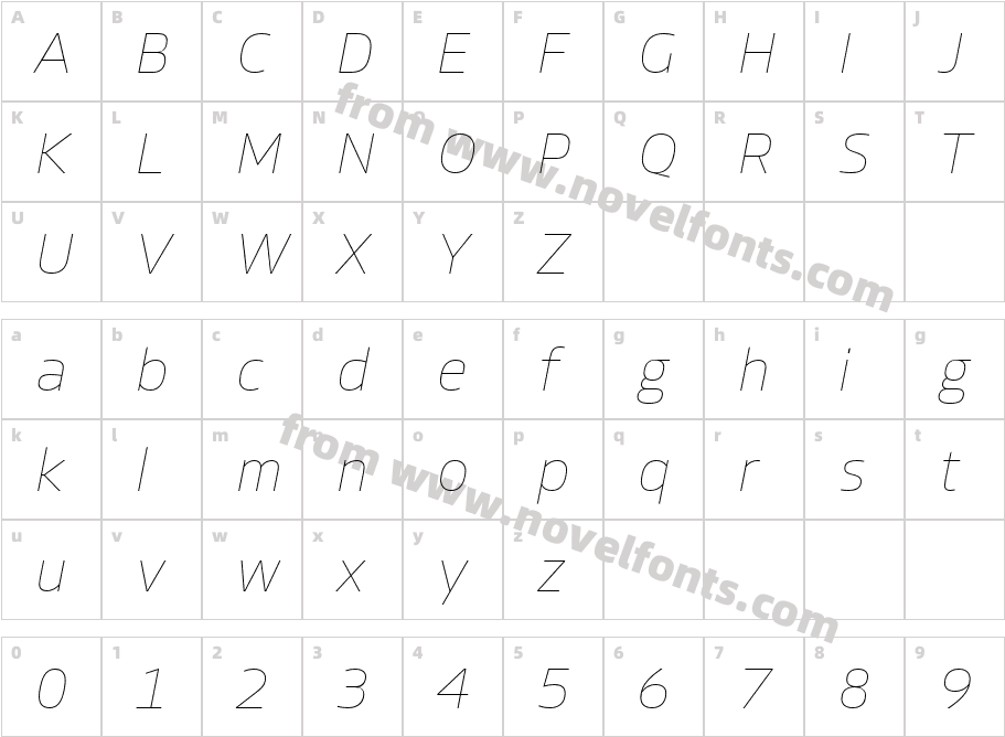Allotrope Thin ItalicCharacter Map