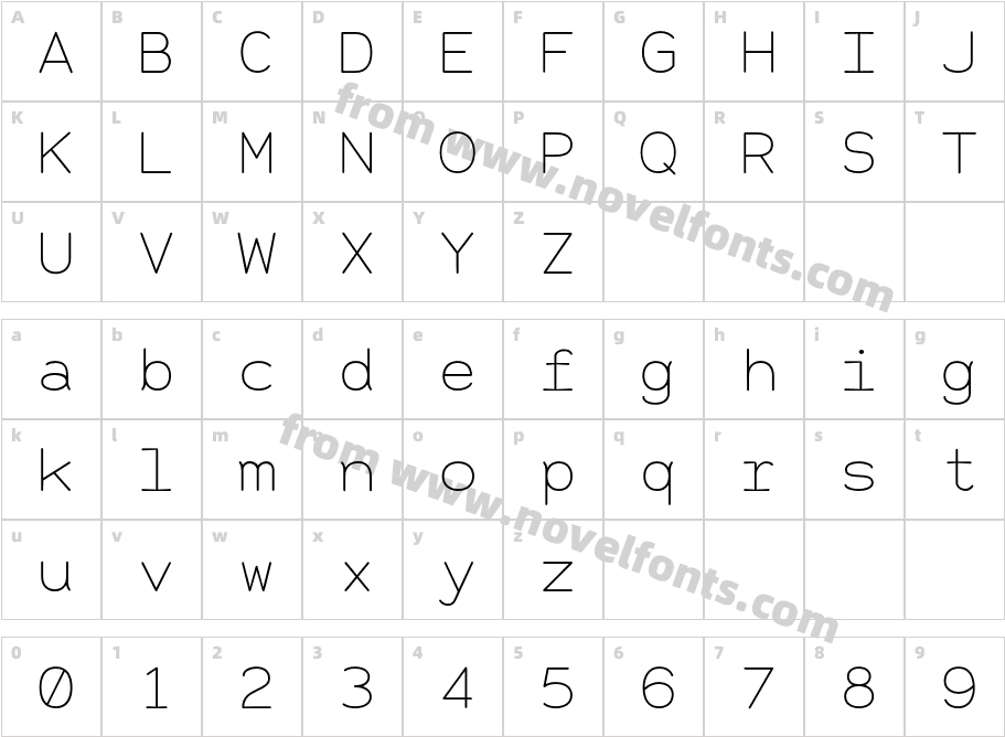 Alma Mono ThinCharacter Map