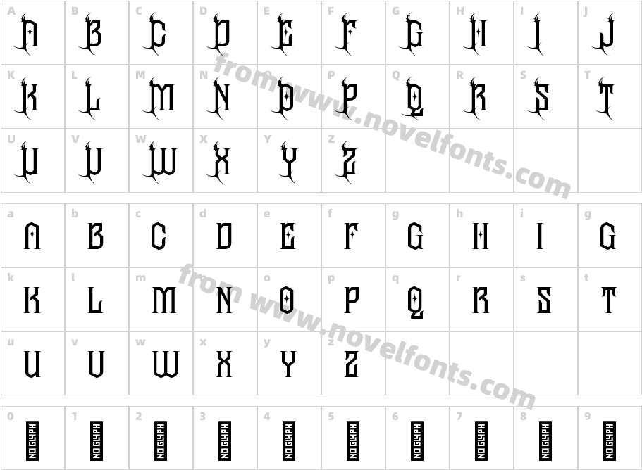 Alosay Gothic Demo Version RegularCharacter Map