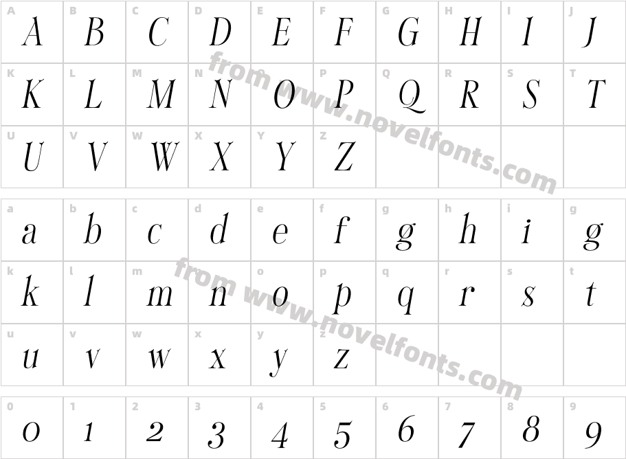 Alstera ObliqueCharacter Map