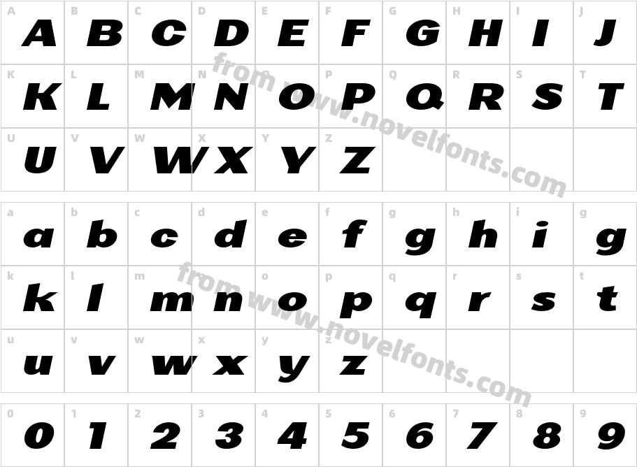 Alterglam Black ItalicCharacter Map