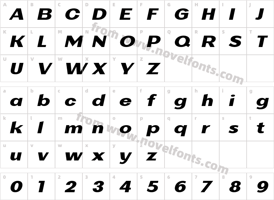 Alterglam Bold ItalicCharacter Map