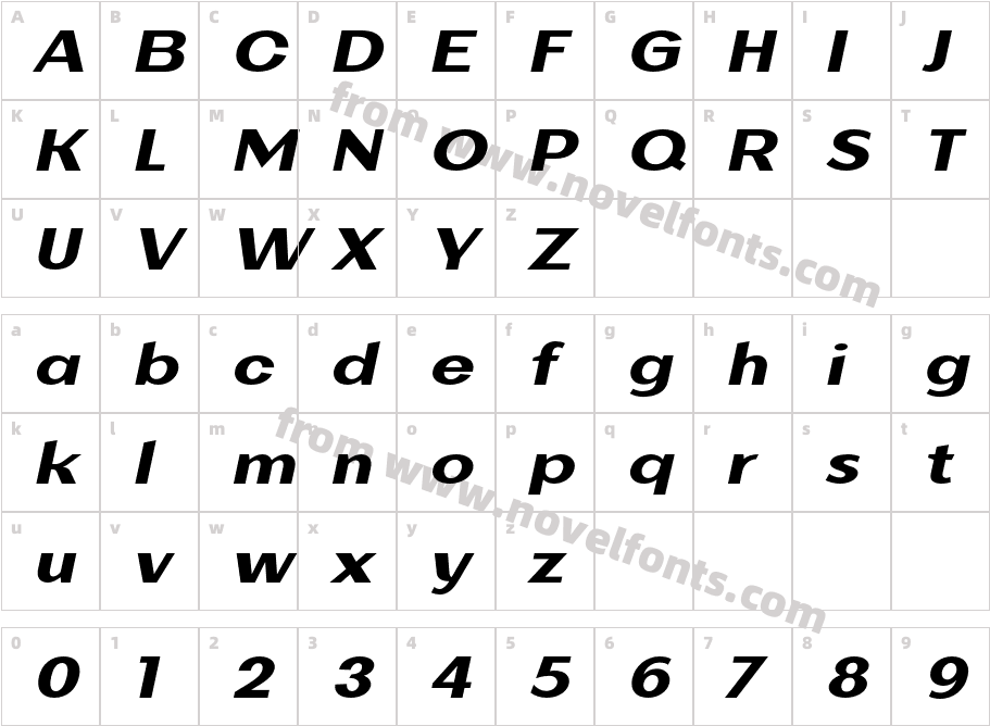 Alterglam Semibold ItalicCharacter Map