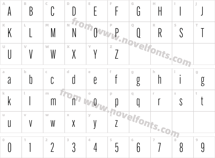 Alternate Gothic Ex CondATF SemilightCharacter Map