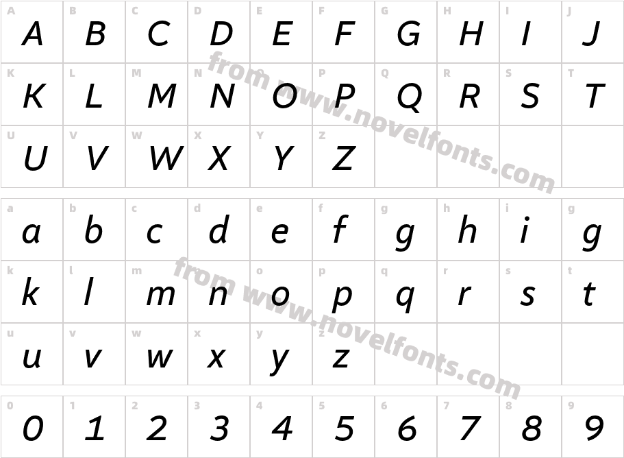 Altivo ItalicCharacter Map