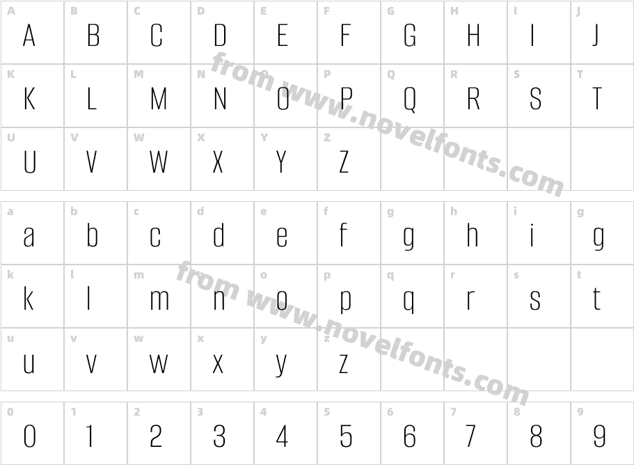 Alumni Sans Extra LightCharacter Map
